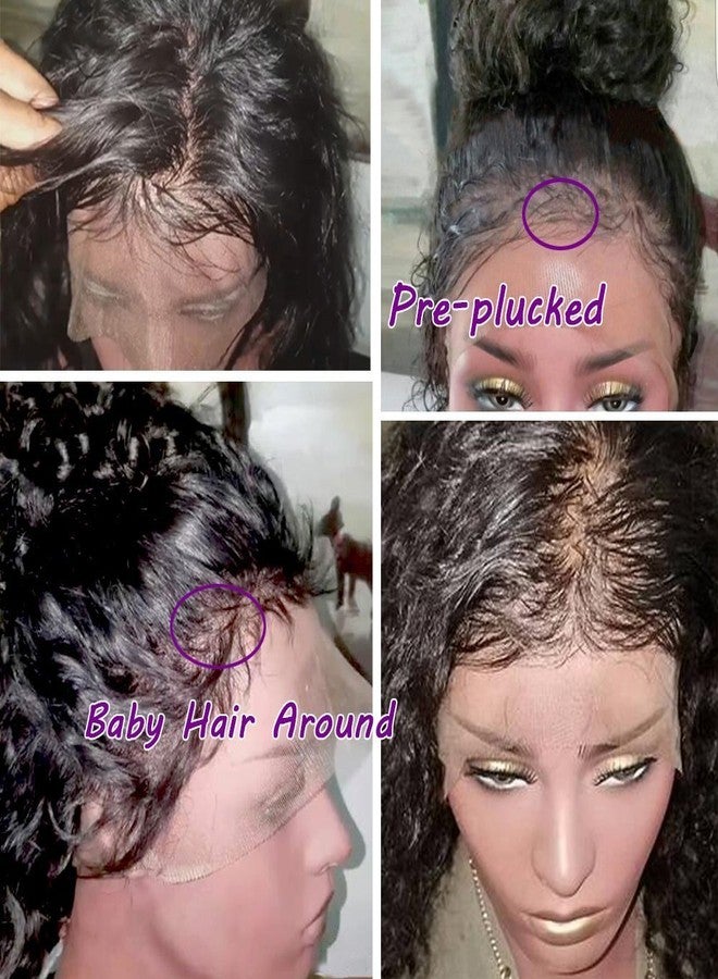 JYZ Burmese Curly Hair Lace Front Wigs Human Hair 180% Density Pre Plucked Bleached Knots with Baby Hair 13X4 HD Lace Brazilian Wet Raw Human Hair Wigs 10 Inch Free Part Natural Color - Image 5
